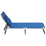 vidaXL Șezlong pliant albastru textil Oxford&oțel vopsit electrostatic vidaXL Șezlong pliant albastru textil Oxford&oțel vopsit electrostatic