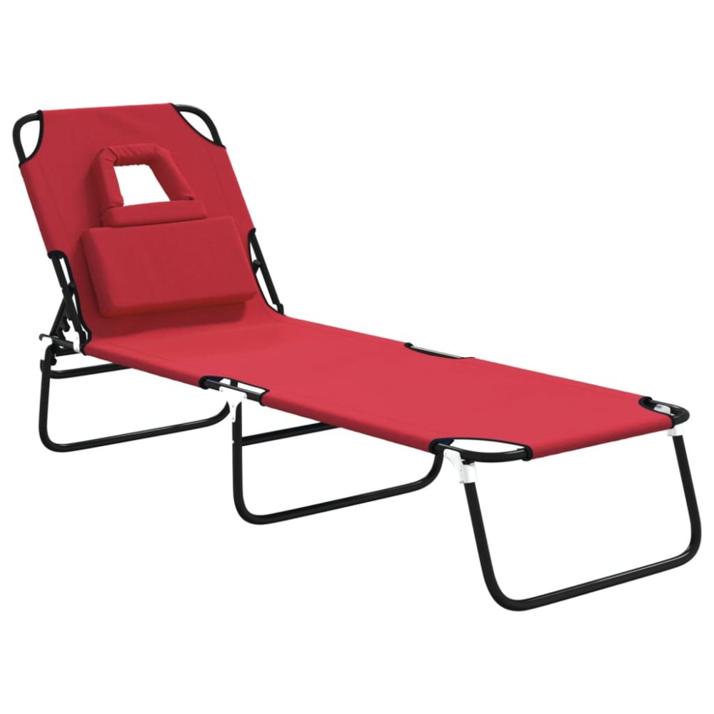 vidaXL Șezlong pliabil roșu țesătură Oxford&oțel vopsit electrostatic