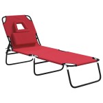 vidaXL Șezlong pliabil roșu țesătură Oxford&oțel vopsit electrostatic