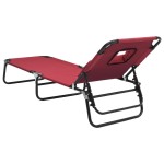 vidaXL Șezlong pliabil roșu țesătură Oxford&oțel vopsit electrostatic