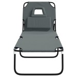 vidaXL Șezlong pliabil gri țesătură Oxford & oțel vopsit electrostatic