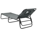 vidaXL Șezlong pliabil gri țesătură Oxford & oțel vopsit electrostatic