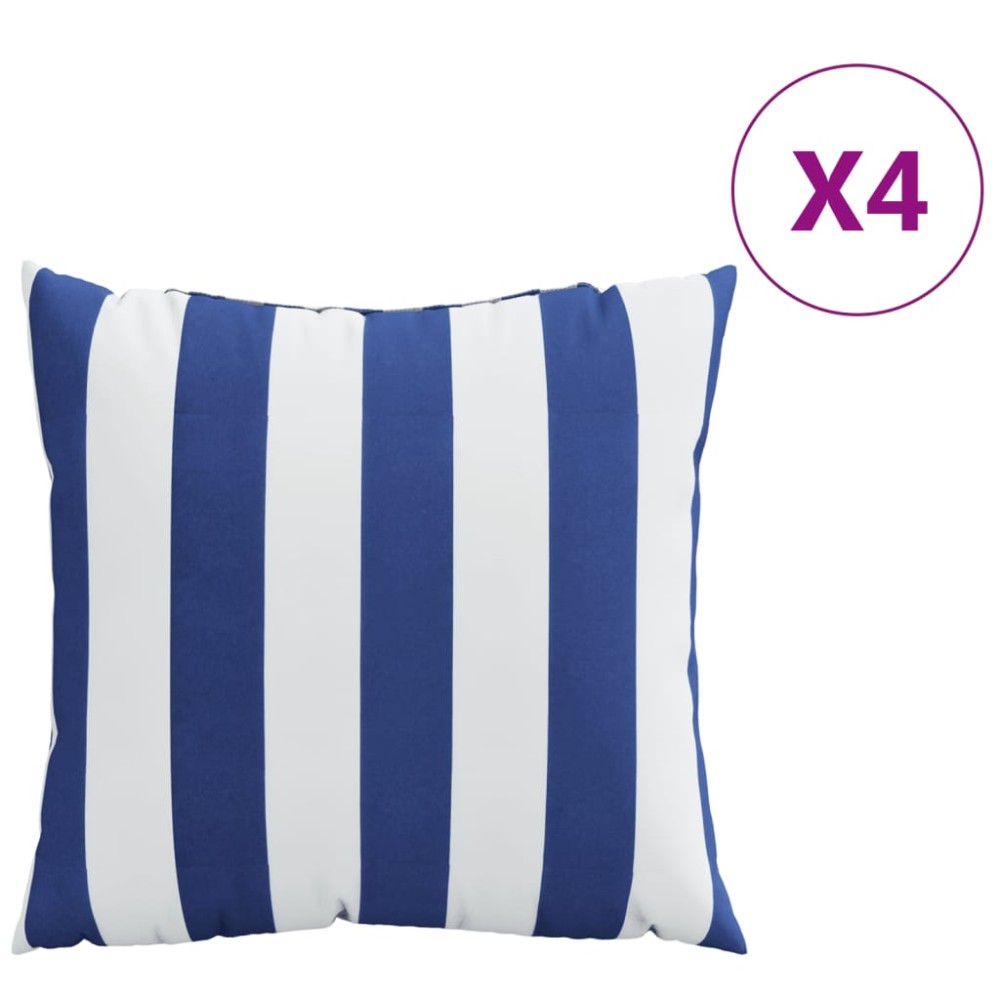 vidaXL Perne decorative, 4 buc., dungi albastru&alb, 60x60 cm, textil