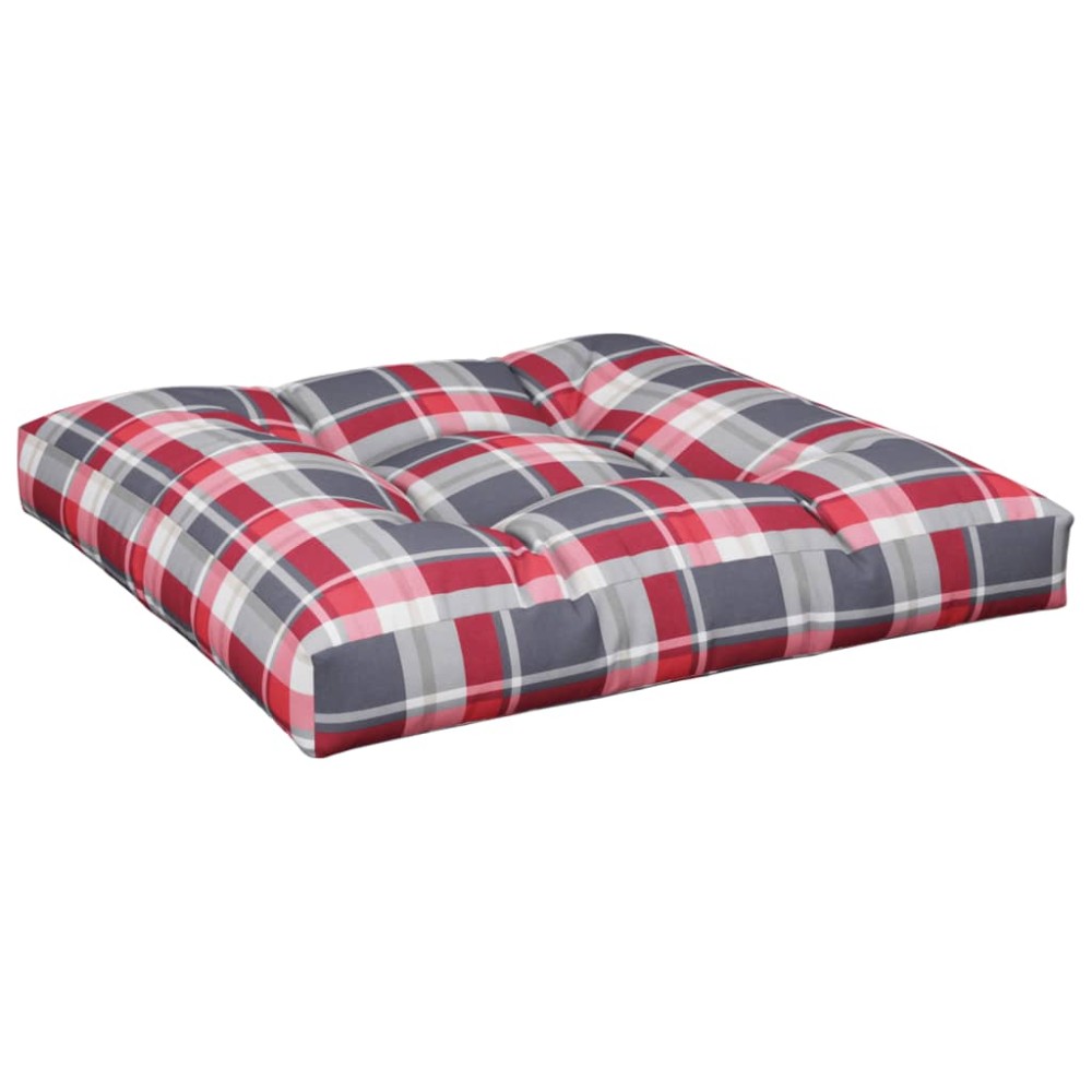 vidaXL Pernă de paleți, roșu carouri, 70x70x12 cm, material textil