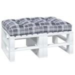 vidaXL Pernă de paleți, gri carouri, 120x80x12 cm, material textil vidaXL Pernă de paleți, gri carouri, 120x80x12 cm, material textil