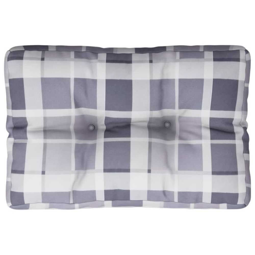 vidaXL Pernă de paleți, gri carouri, 60x40x12 cm, material textil
