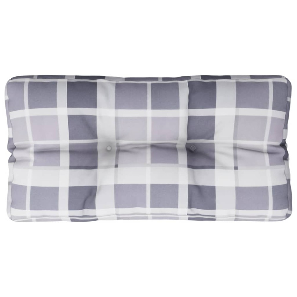 vidaXL Pernă de paleți, gri carouri, 80x40x12 cm, material textil