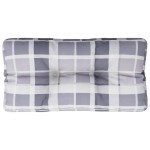 vidaXL Pernă de paleți, gri carouri, 80x40x12 cm, material textil