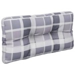 vidaXL Pernă de paleți, gri carouri, 80x40x12 cm, material textil