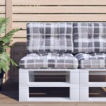 vidaXL Perne pentru paleți, 2 buc. gri, țesătură, model cu carouri vidaXL Perne pentru paleți, 2 buc. gri, țesătură, model cu carouri