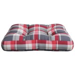 vidaXL Perne de paleți, roșu carouri, material textil