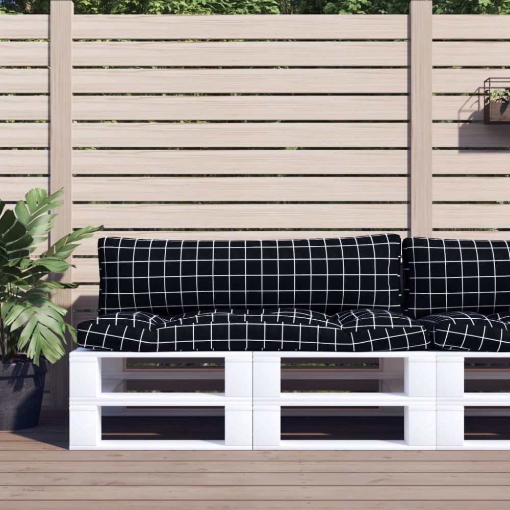 vidaXL Perne pentru paleți, 2 buc, negru, model carouri, textil oxford