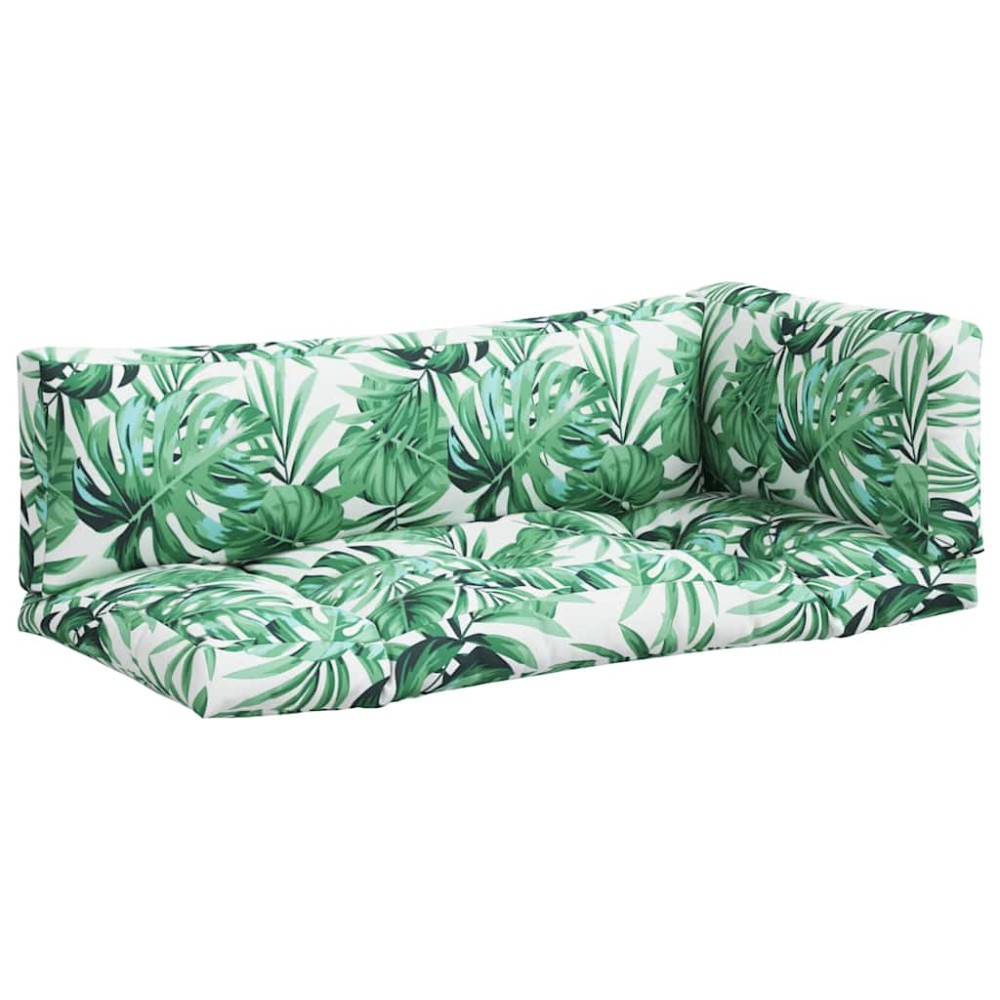 vidaXL Perne de paleți, 3 buc., model cu frunze, material textil