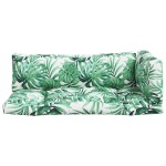 vidaXL Perne de paleți, 3 buc., model cu frunze, material textil