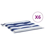 vidaXL Perne de scaun, 6 buc., dungi albastru&alb, 40x40x4 cm, textil