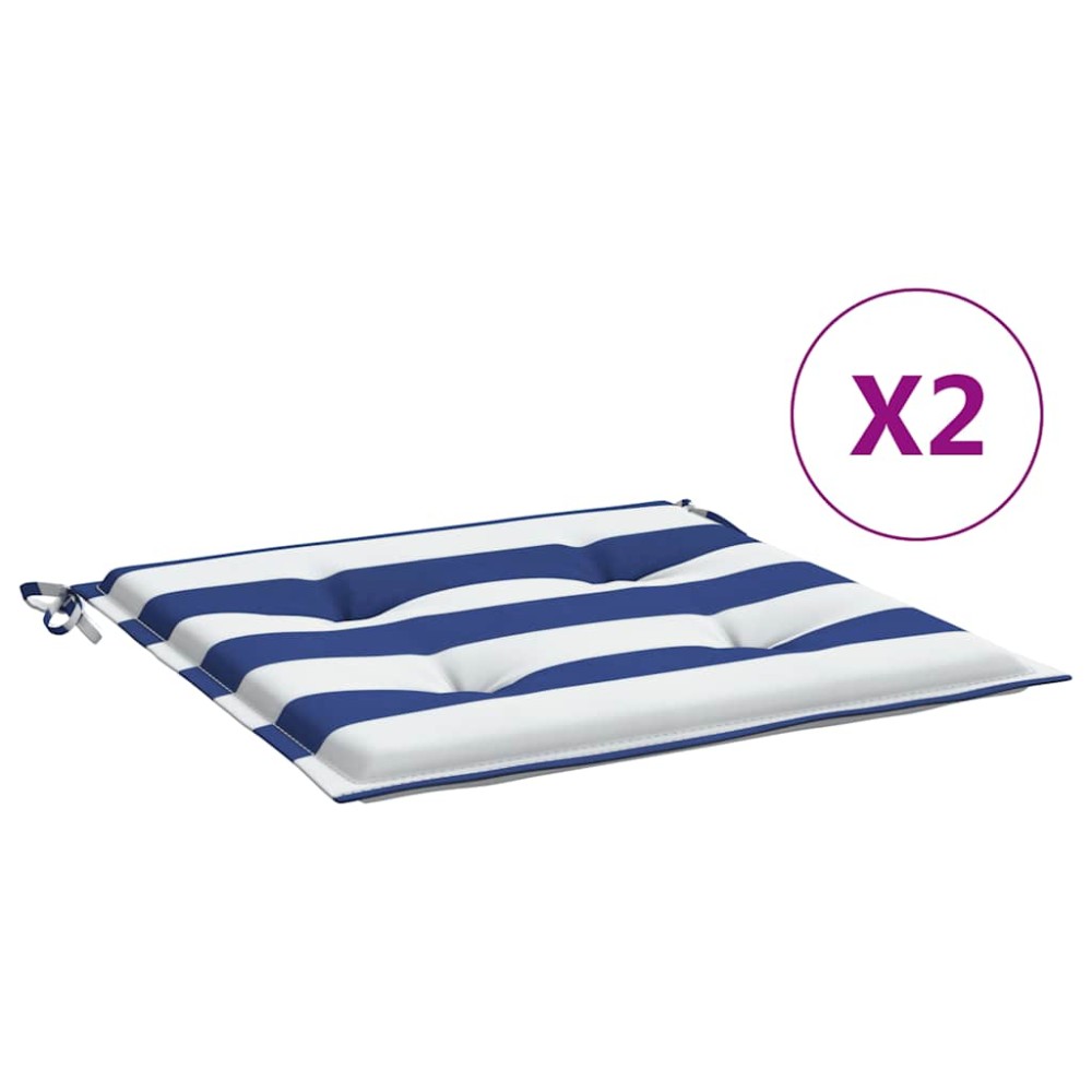 vidaXL Perne scaun grădină 2 buc dungi albastru&alb 50x50x4 cm, textil