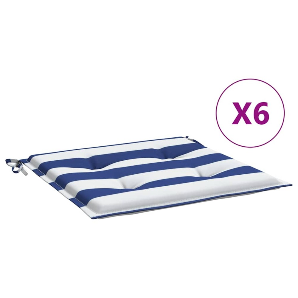 vidaXL Perne scaun grădină 6 buc dungi albastru&alb 50x50x4 cm, textil