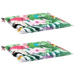 vidaXL Perne scaun de grădină, 2 buc., multicolor, 50x50x4 cm, textil