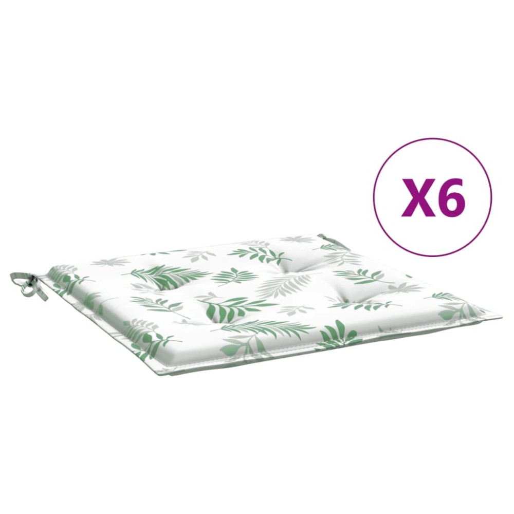 vidaXL Perne de scaun, model frunze, 6 buc., 50x50x3 cm, textil