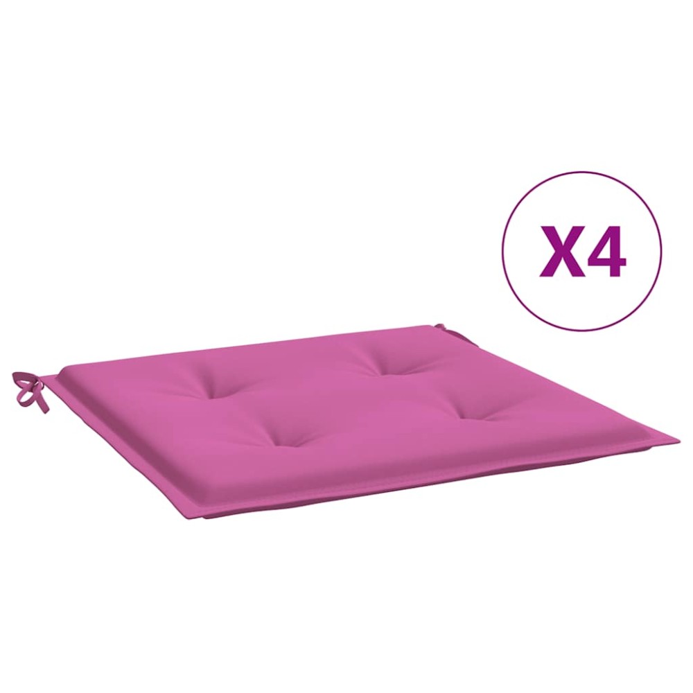 vidaXL Perne scaun grădină, roz, 4 buc., 50x50x4 cm, textil