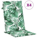 vidaXL Perne de scaun spătar înalt, 4 buc., model frunze, textil vidaXL Perne de scaun spătar înalt, 4 buc., model frunze, textil