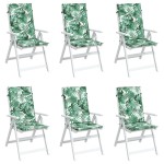 vidaXL Perne de scaun spătar înalt, 6 buc., model frunze, textil