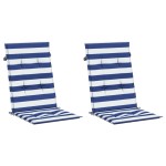 vidaXL Perne de scaun spătar înalt, 2 buc. dungi albastre&albe, textil