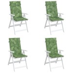 vidaXL Perne de scaun spătar înalt, 4 buc., model frunze, textil