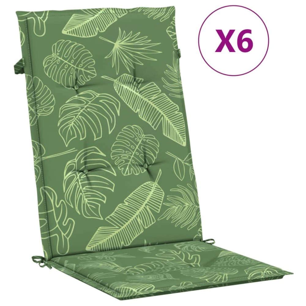 vidaXL Perne de scaun spătar înalt, 6 buc., model frunze, textil