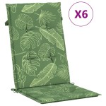 vidaXL Perne de scaun spătar înalt, 6 buc., model frunze, textil