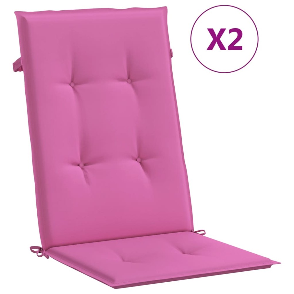 vidaXL Perne scaun cu spătar înalt, 2 buc., roz, 120x50x3 cm, textil