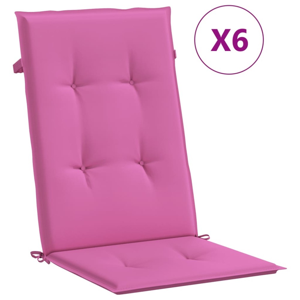 vidaXL Perne de scaun spătar înalt, 6 buc., roz, textil