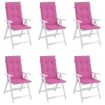 vidaXL Perne de scaun spătar înalt, 6 buc., roz, textil