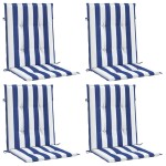 vidaXL Perne de scaun spătar jos, 4 buc. dungi albastre&albe, textil