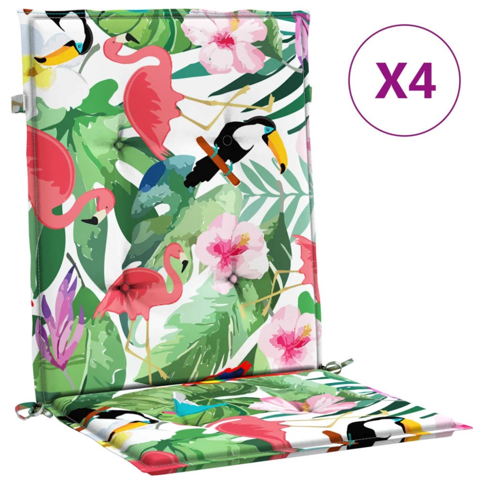 vidaXL Perne pentru scaune cu spătar jos, 4 buc, multicolor, textil