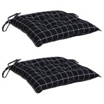 vidaXL Perne scaun, 2 buc., negru, 40x40x7 cm, textil, model pătrățele