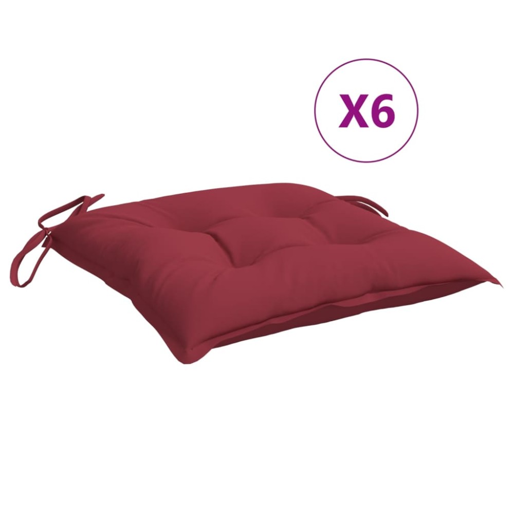 vidaXL Perne de scaun, 6 buc., vin roșu, 50x50x7 cm, textil oxford