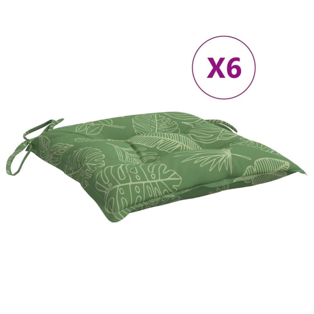 vidaXL Perne de scaun, 6 buc., 50x50x7 cm, textil, model frunze