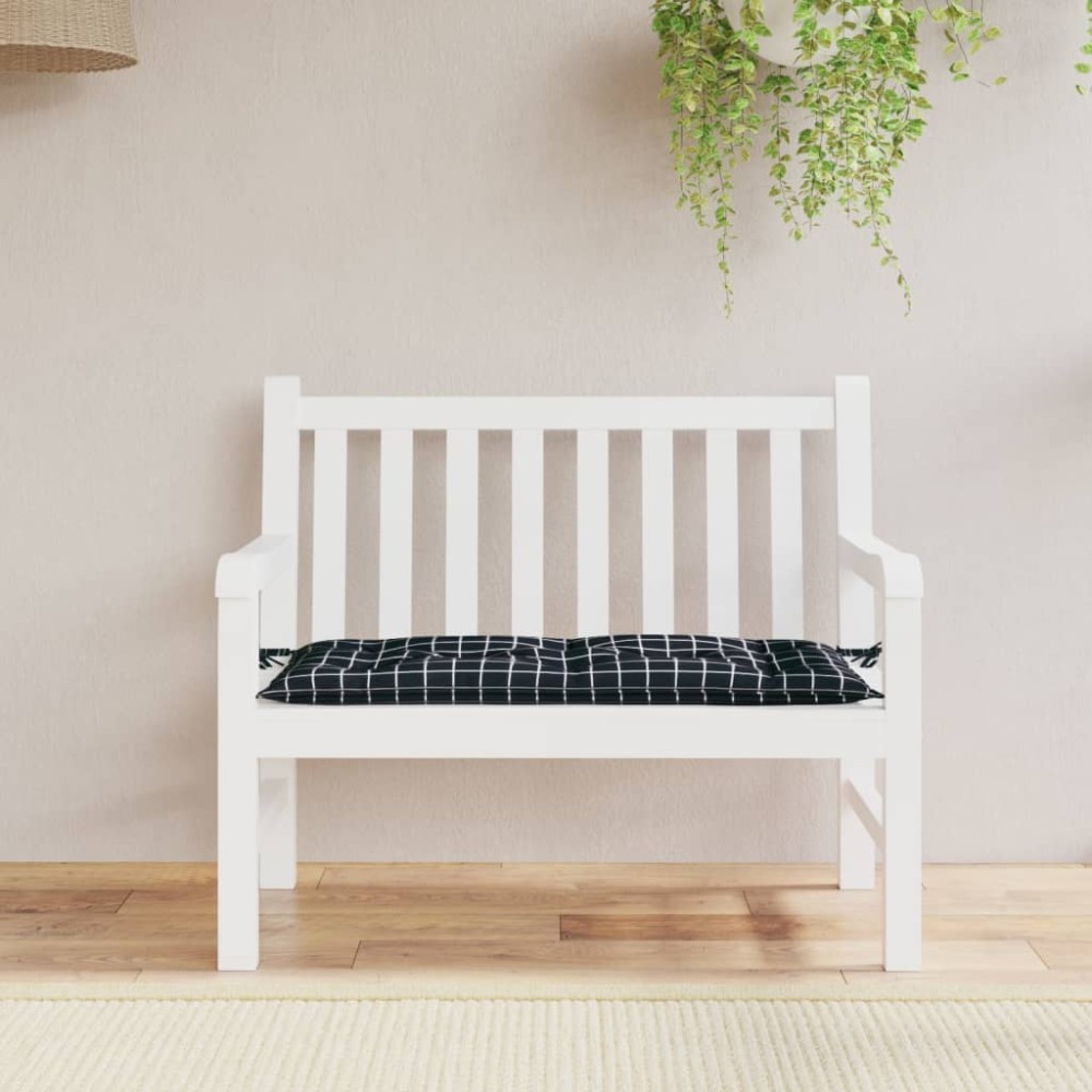 vidaXL Pernă bancă de grădină negru carouri, 100x50x7cm, textil Oxford