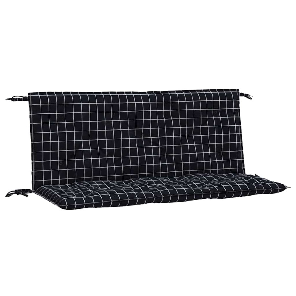 vidaXL Perne bancă de grădină 2 buc. negru carouri 120x50x7 cm textil