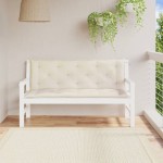 vidaXL Perne bancă de grădină 2 buc., alb crem, țesătură oxford