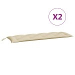 vidaXL Perne bancă de grădină 2 buc., bej, 150x50x7cm, țesătură oxford