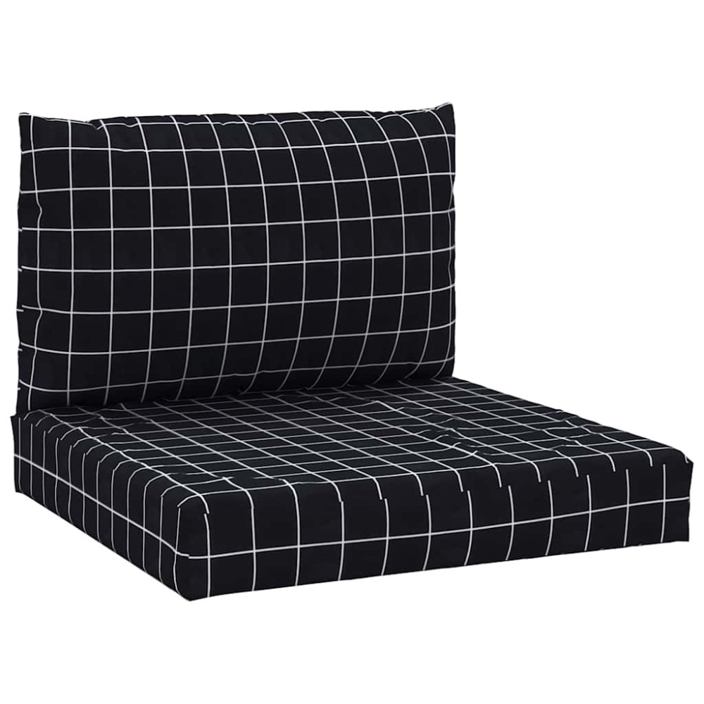 vidaXL Perne pentru paleți, 2 buc, negru, model carouri, textil oxford