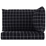 vidaXL Perne pentru paleți, 3 buc, negru, model carouri, textil oxford