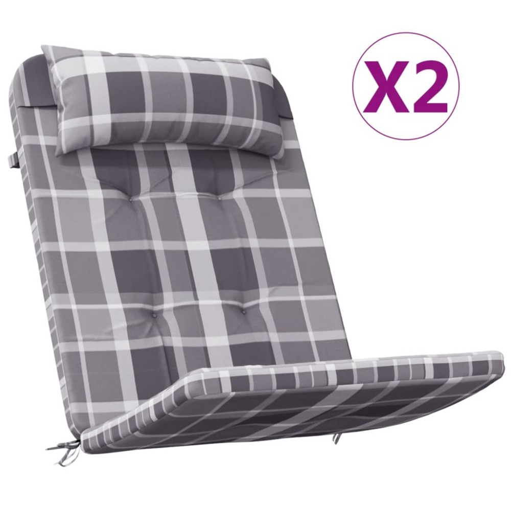 vidaXL Perne scaun Adirondack, 2 buc, gri, careuri, textil oxford