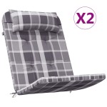 vidaXL Perne scaun Adirondack, 2 buc, gri, careuri, textil oxford