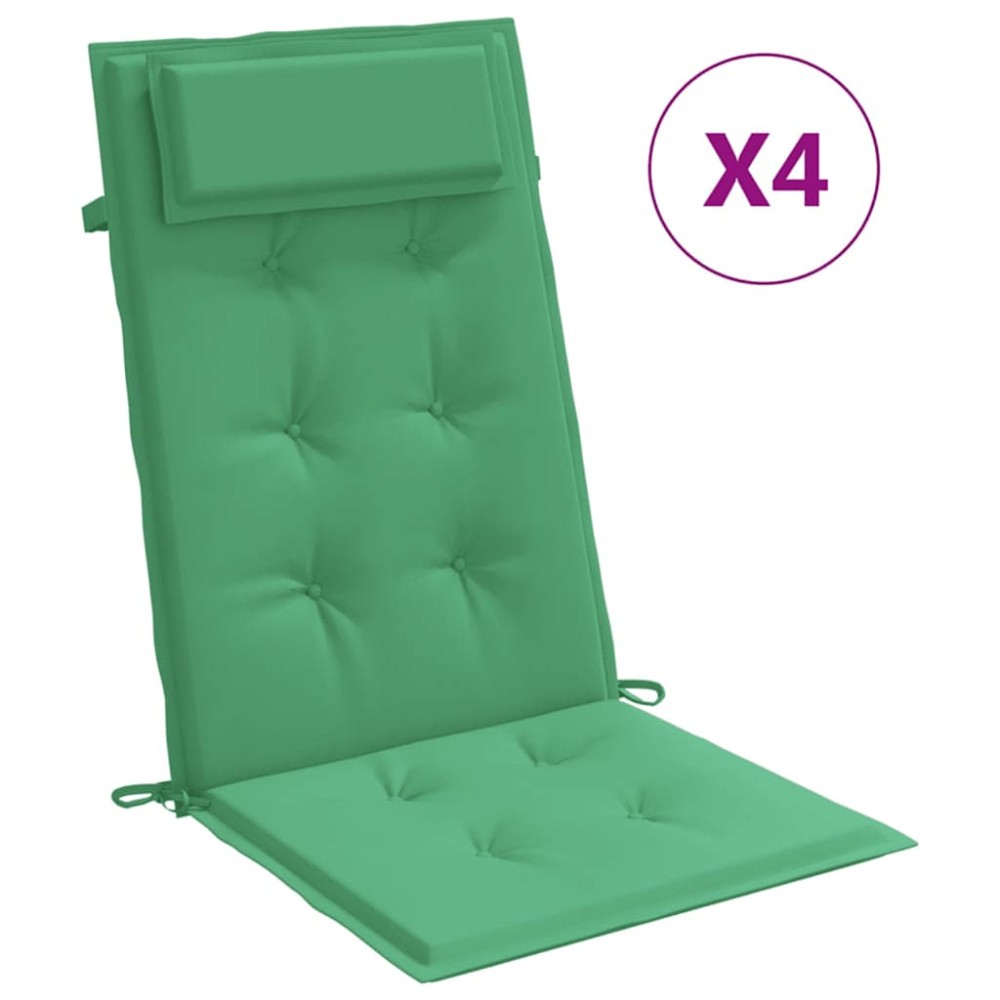 vidaXL Perne scaun cu spătar înalt, 4 buc, verde, țesătură Oxford