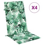 vidaXL Perne de scaun spătar înalt, 4 buc, model frunze, textil Oxford