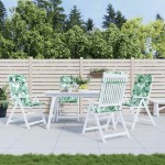 vidaXL Perne de scaun spătar înalt, 4 buc, model frunze, textil Oxford
