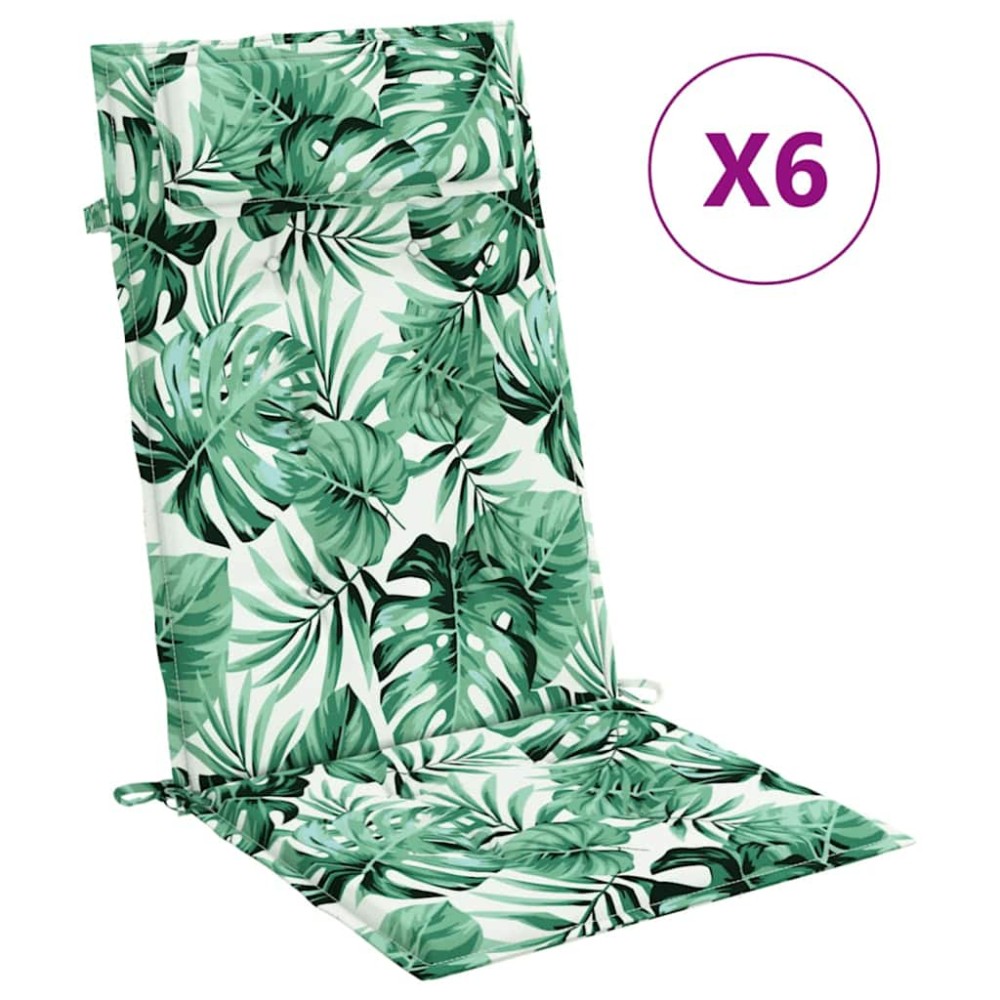 vidaXL Perne de scaun spătar înalt, 6 buc, model frunze, textil Oxford